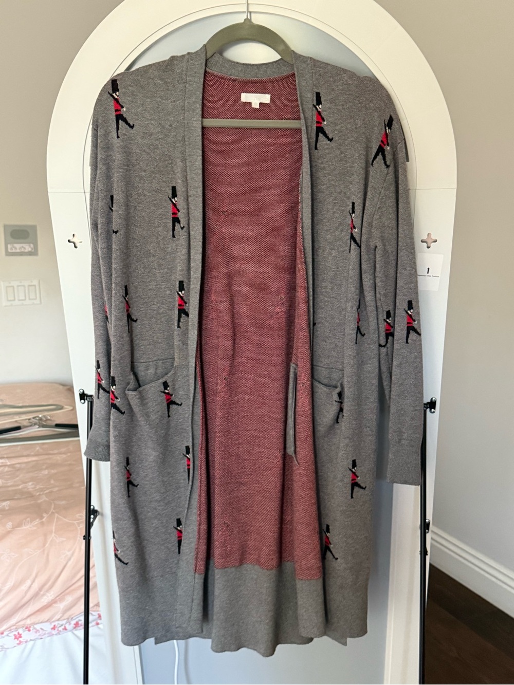 b+ab Grey Guard Print Long Cardigan | XS | Good Condition